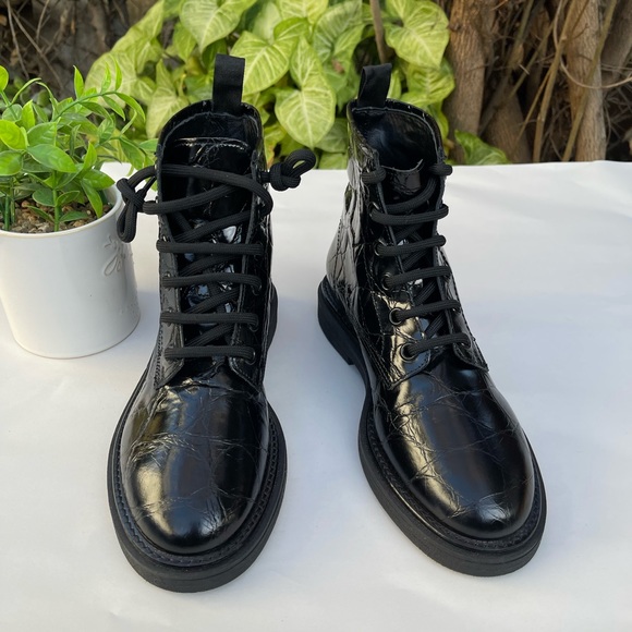 AGL Moreen lace-up boots black leather size 37.5 / 7.5 New - Picture 2 of 12